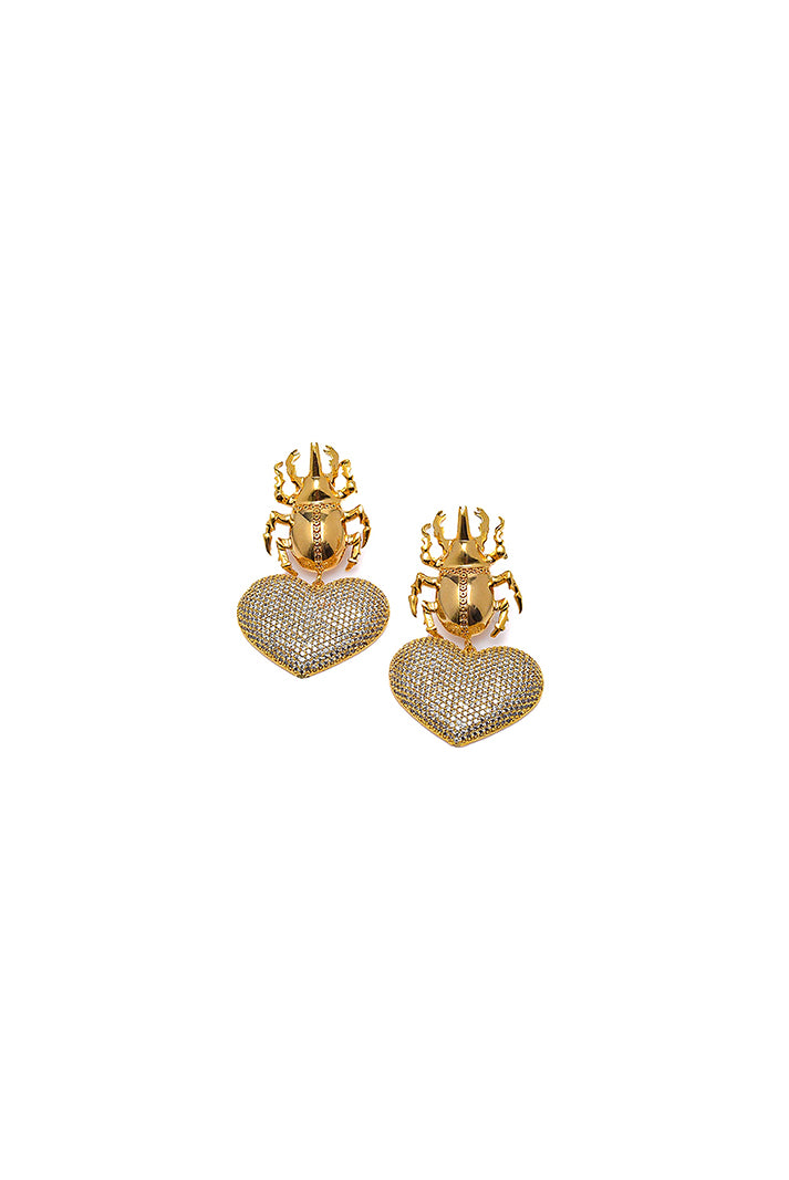 GOLD SCARAB BEETLE EARRINGS