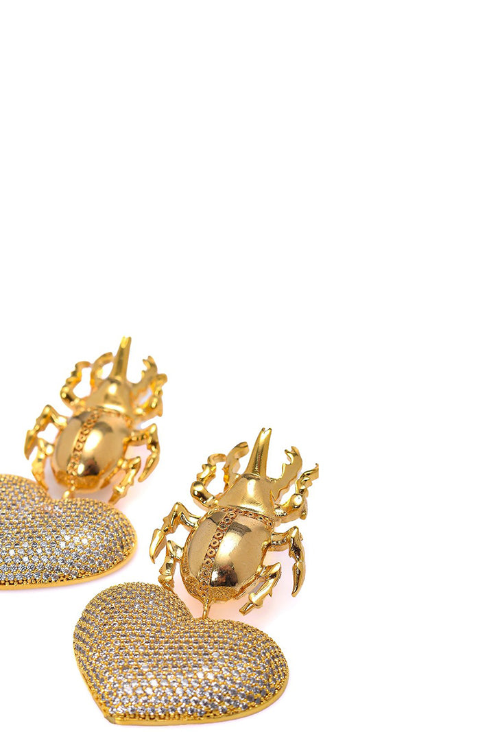 GOLD SCARAB BEETLE EARRINGS