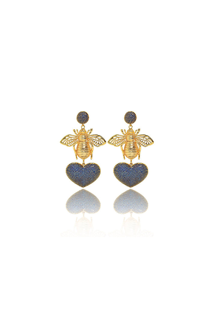 BEE WITH BLUE HEART EARRINGS