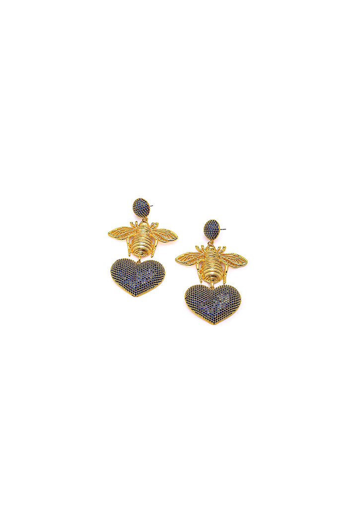 BEE WITH BLUE HEART EARRINGS