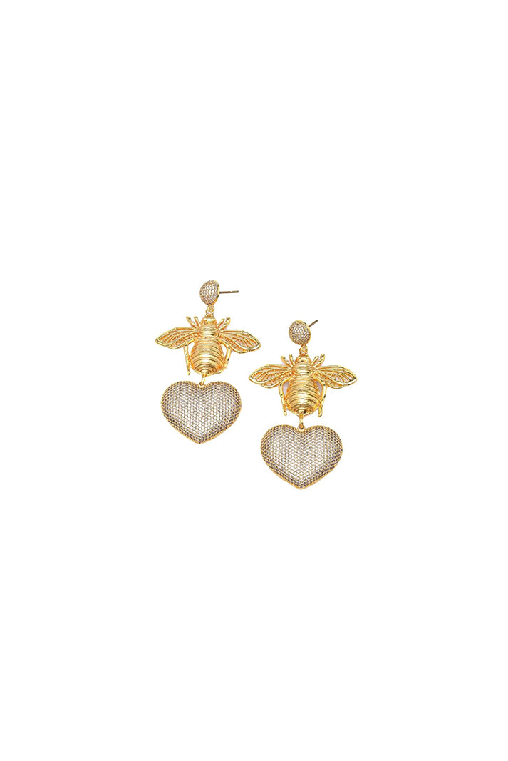 BEE WITH GOLDEN HEART EARRINGS